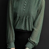 Casual Elegant Stand Collar Polka Dot Floral Chiffon Blouse