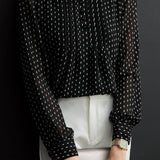 Casual Elegant Stand Collar Polka Dot Floral Chiffon Blouse