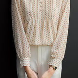 Casual Elegant Stand Collar Polka Dot Floral Chiffon Blouse