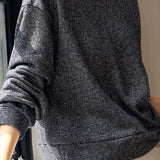 Casual Twist-Knot Design Marled Knit Sweatshirt