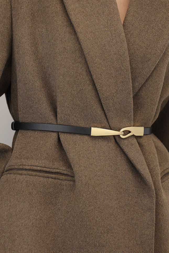 Elegant Metal Double-Buckle Leather Belt for Women