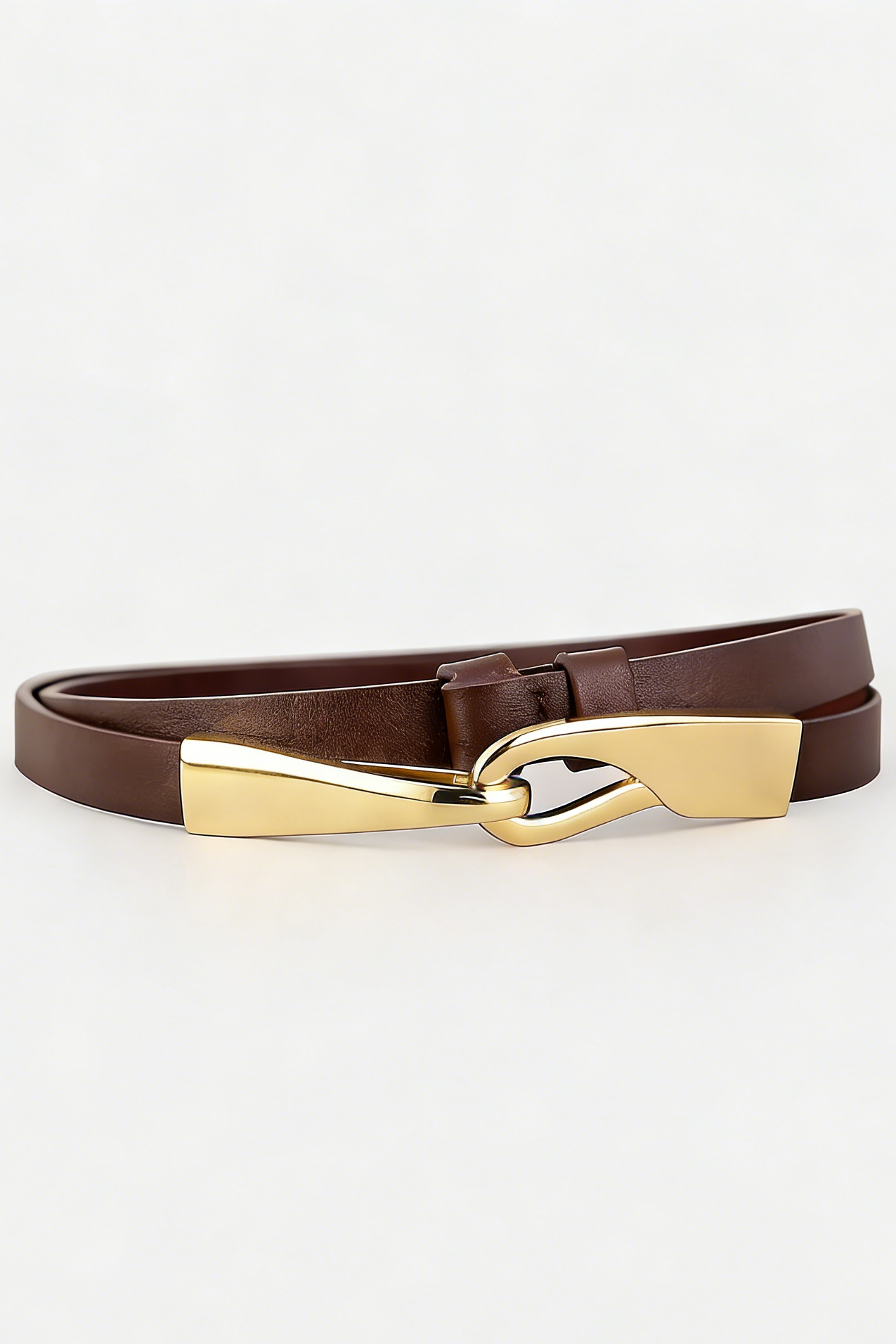 Elegant Metal Double-Buckle Leather Belt for Women