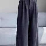Casual Corduroy High-Waisted Wide-Leg Pants