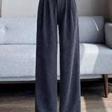 Casual Corduroy High-Waisted Wide-Leg Pants