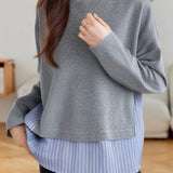 Casual Minimalist Striped Patchwork Pullover Knitted Top