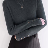 Casual Elegant Half-High Neck Ribbed Knit Base Layer Top
