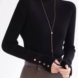 Casual Elegant Half-High Neck Ribbed Knit Base Layer Top