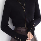 Casual Elegant Half-High Neck Ribbed Knit Base Layer Top