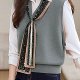 Casual V-Neck Ribbon Knitted Vest