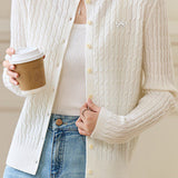 Casual Retro Cable-Knit Cardigan