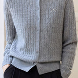 Casual Retro Cable-Knit Cardigan