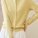 Casual Retro Cable-Knit Cardigan