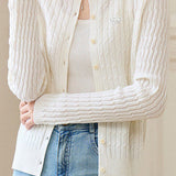 Casual Retro Cable-Knit Cardigan