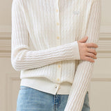 Casual Retro Cable-Knit Cardigan