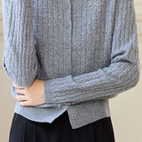 Casual Retro Cable-Knit Cardigan