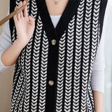 Casual Patchwork V-Neck Knitted Vest