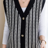 Casual Patchwork V-Neck Knitted Vest