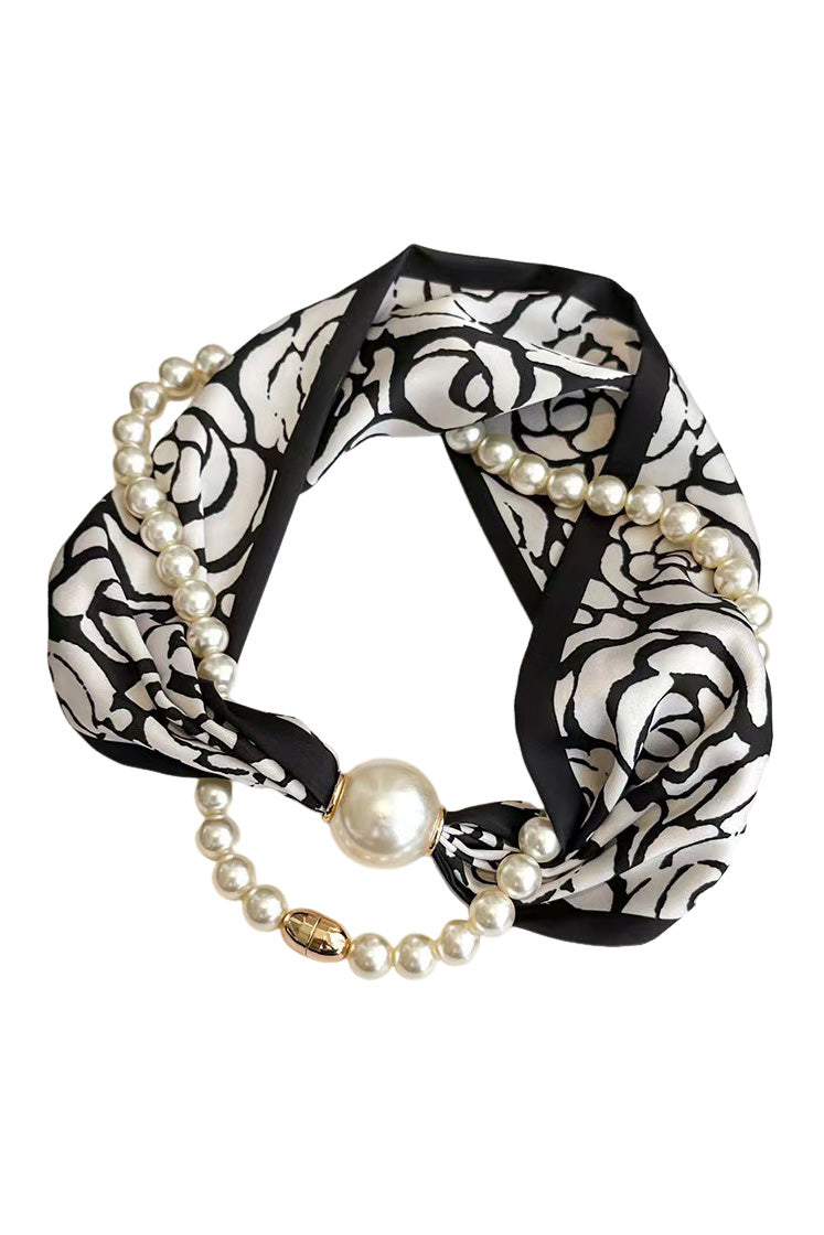 Elegant Pearl Magnetic Buckle Scarf