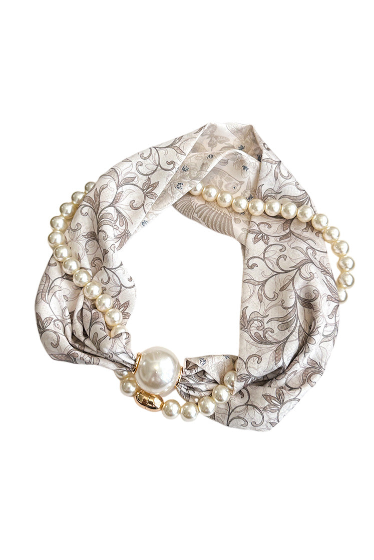 Elegant Pearl Magnetic Buckle Scarf