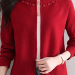 Casual Crew Neck Loose Pearl-Embellished Cardigan - liwisi