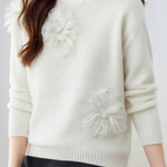 Casual Versatile Beaded Floral Feather Knitted Top - liwisi