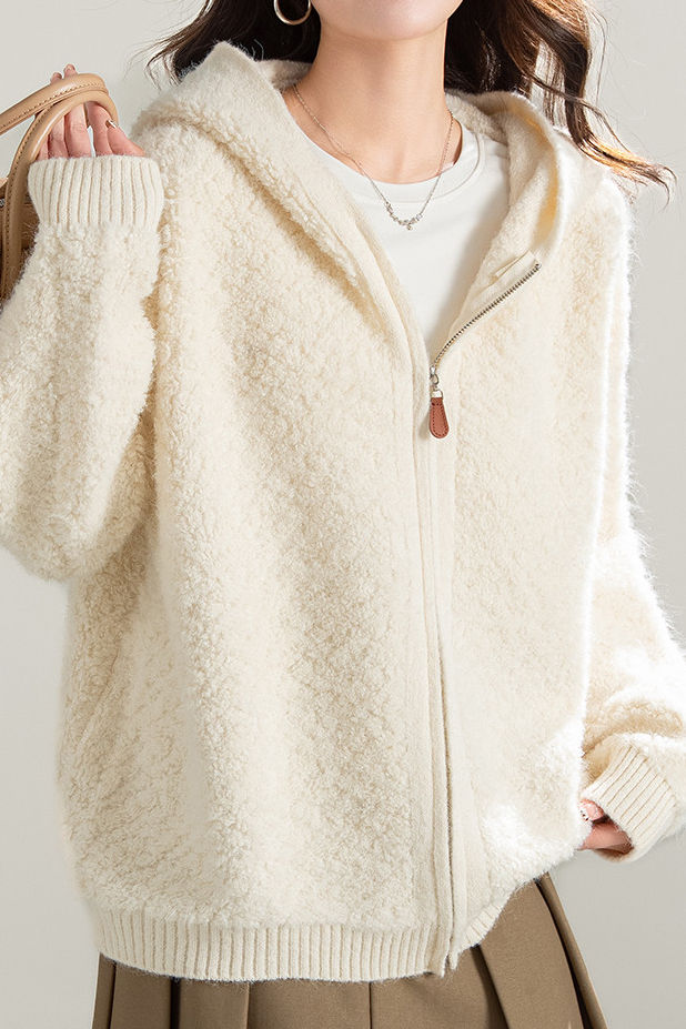 Casual Versatile Fleece Hooded Cardigan - liwisi