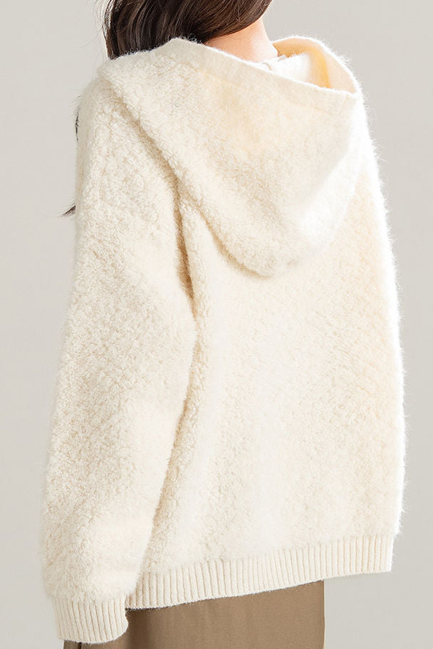 Casual Versatile Fleece Hooded Cardigan - liwisi