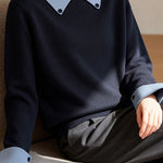 Casual Decorative Buckle Color-Block Knitted Top - liwisi