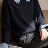 Casual Decorative Buckle Color-Block Knitted Top - liwisi