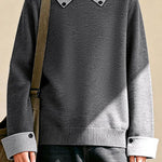 Casual Decorative Buckle Color-Block Knitted Top - liwisi