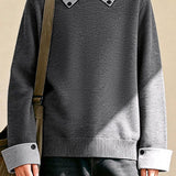 Casual Decorative Buckle Color-Block Knitted Top - liwisi