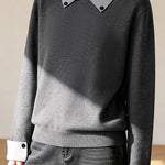 Casual Decorative Buckle Color-Block Knitted Top - liwisi