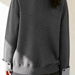 Casual Decorative Buckle Color-Block Knitted Top - liwisi