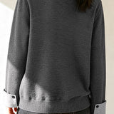 Casual Decorative Buckle Color-Block Knitted Top - liwisi