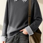 Casual Decorative Buckle Color-Block Knitted Top - liwisi