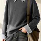 Casual Decorative Buckle Color-Block Knitted Top - liwisi