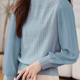 Casual Elegant Chiffon Patchwork Knitted Top