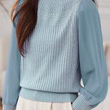 Casual Elegant Chiffon Patchwork Knitted Top