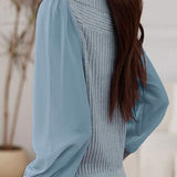 Casual Elegant Chiffon Patchwork Knitted Top