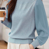 Casual Elegant Chiffon Patchwork Knitted Top