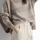 Casual Versatile Striped Hollow-Out Pullover Knitted Top