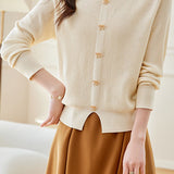 Casual Crew Neck Split Hem Bow-Detailed Knitted Top