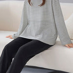 Casual Loungewear Color-Block Striped Pajama Set - liwisi