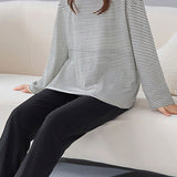 Casual Loungewear Color-Block Striped Pajama Set - liwisi