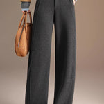 Casual Versatile Solid-Color Curved Hem Fleece Pants - liwisi