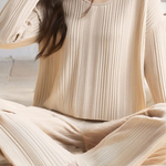 Casual Loungewear Ribbed V-Neck Pajama Set - liwisi