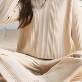 Casual Loungewear Ribbed V-Neck Pajama Set - liwisi