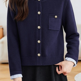 Casual Striped Fake Two-Piece Knitted Cardigan