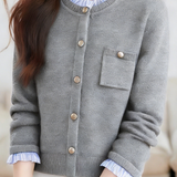 Casual Striped Fake Two-Piece Knitted Cardigan