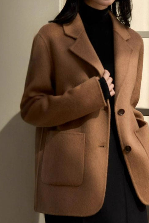 Casual Solid-Color Wool Blend Blazer